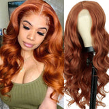 Orange Wavy Curly Synthetic Fiber Wig