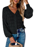 Front-open V-neck Button-down Sweatershirt