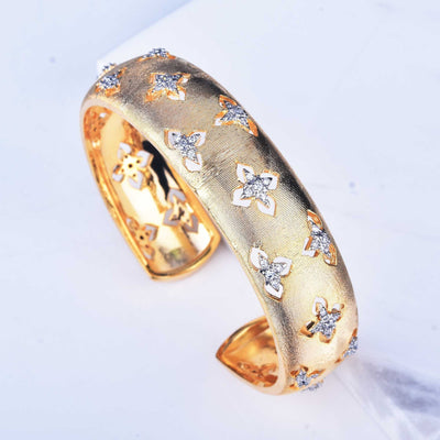 Hand-drawing Craft Lucky Four-leaf Clover Bangle