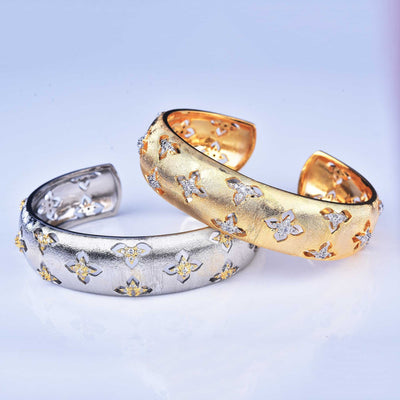 Hand-drawing Craft Lucky Four-leaf Clover Bangle