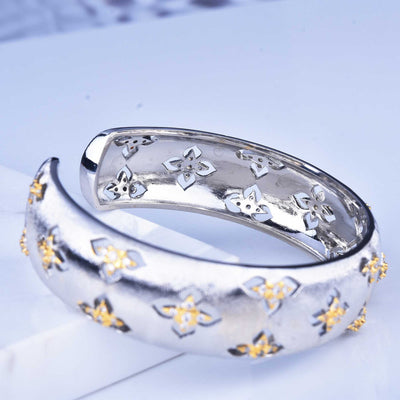 Hand-drawing Craft Lucky Four-leaf Clover Bangle