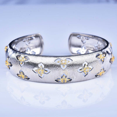 Hand-drawing Craft Lucky Four-leaf Clover Bangle