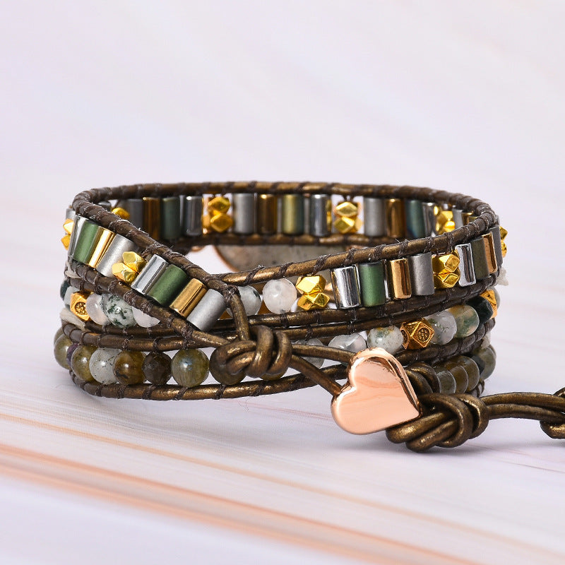 Hand-woven Water Drop-shaped Flash Stone Agate Bracelet