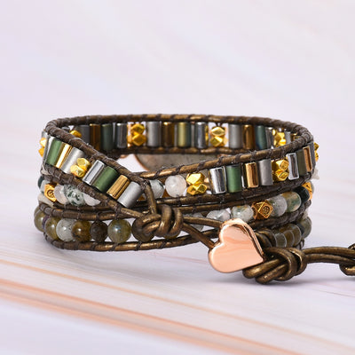 Hand-woven Water Drop-shaped Flash Stone Agate Bracelet