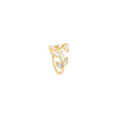 Mother-of-pearl White Leaves Alloy Ring