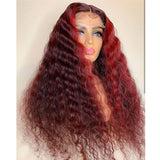 Mid-point Wine Red Curly Long Wig