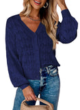 Front-open V-neck Button-down Sweatershirt